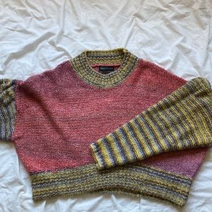 Urban Outfitters Pink marled Funky knit sweater puff sleeve